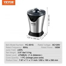 VEVOR Electric Citrus Juicer, Orange Juice Squeezer With One Juicing Cone, 100W Stainless Steel Filter Orange Juice Maker, Easy To Clean For Oranges, Grapefruits, Lemons And Other Citrus Fruits
