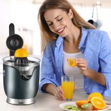 VEVOR Electric Citrus Juicer, Orange Juice Squeezer with Two Size Juicing Cones, 150W Stainless Steel Orange Juice Maker with Soft Grip Handle, For Oranges, Grapefruits, Lemons and Other Citrus Fruits