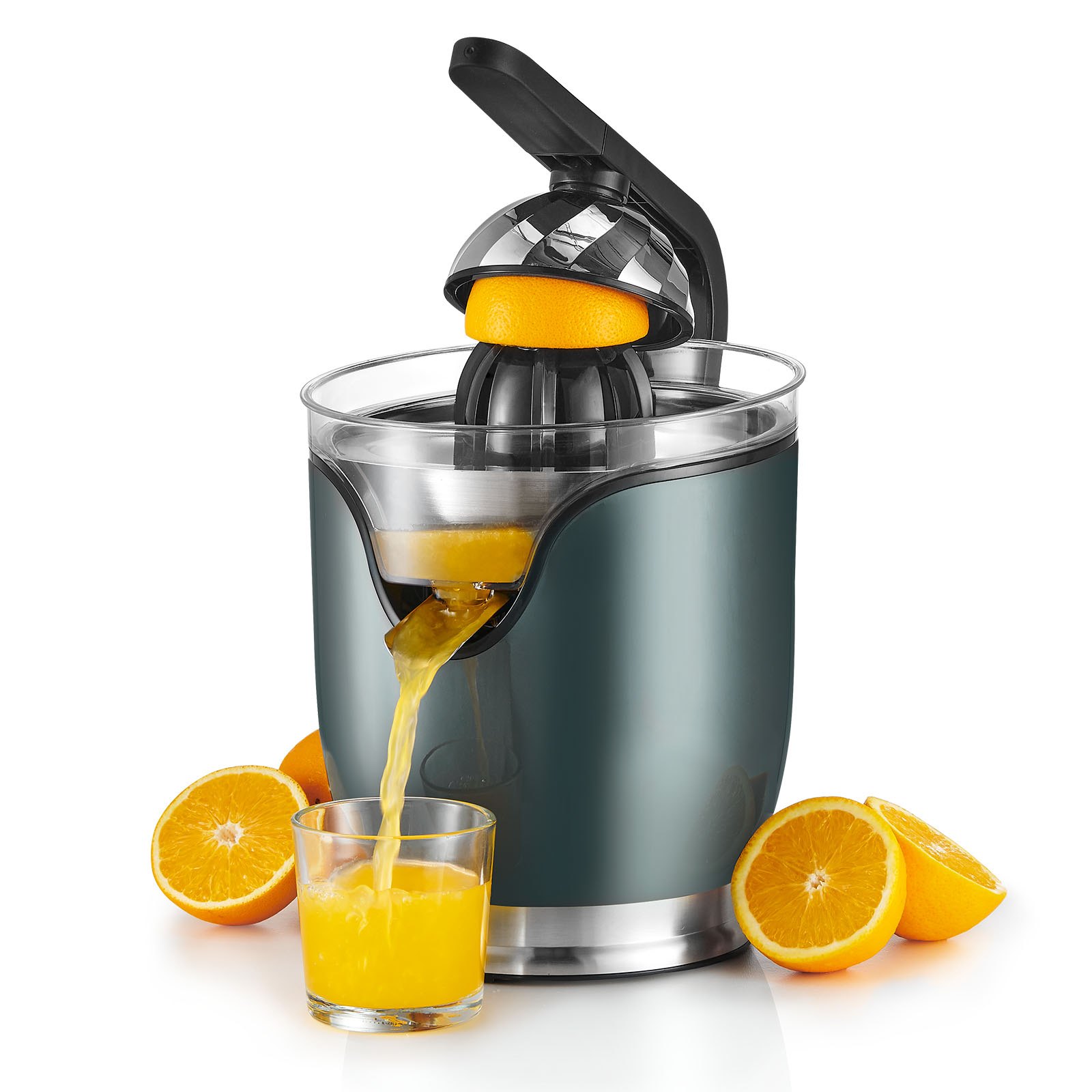 VEVOR Electric Citrus Juicer, Orange Juice Squeezer with Two Size Juicing Cones, 150W Stainless Steel Orange Juice Maker with Soft Grip Handle, For Oranges, Grapefruits, Lemons and Other Citrus Fruits