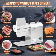 VEVOR Commercial Meat Tenderizer, Heavy Duty Stainless Steel Kitchen Tool with Handle, Meat Tong, and Cleaning Brush, 450W Electric Meat Tenderizer Machine for Beef, Turkey, Chicken, Pork, and Fish