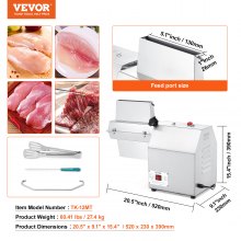VEVOR Commercial Meat Tenderizer, Heavy Duty 304 Stainless Steel Kitchen Tool with Meat Tong, Cleaning Brush, and Tray, 750W Electric Meat Tenderizer Machine for Beef, Turkey, Chicken, Pork, and Fish