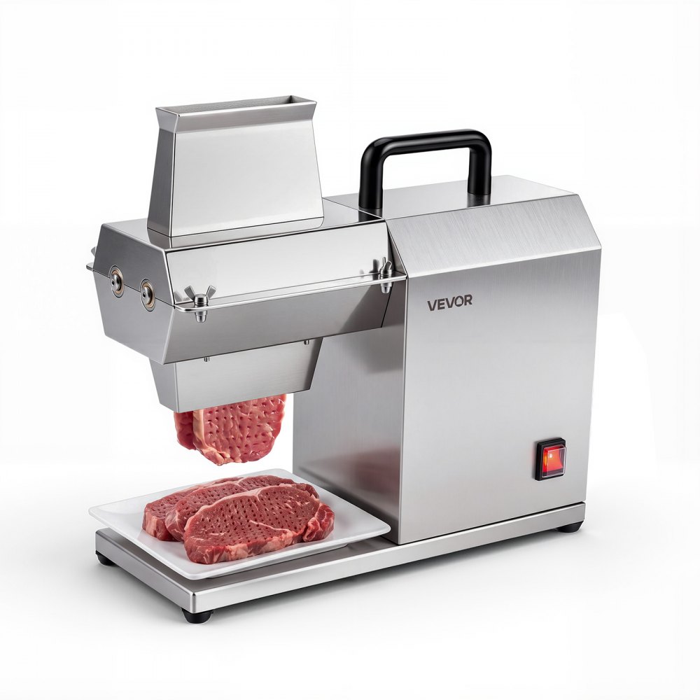 VEVOR Commercial Meat Tenderizer, 450W Electric Beef Machine 120 KG/H, for Turkey Chicken Pork, Heavy Duty Stainless Steel Kitchen Tool with 54 Blades, Food Tong, Cleaning Brush, Wide Feed Chute