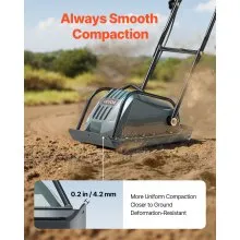 VEVOR Plate Compactor, 130W Output Electric Ground Rammer, 5 kN Force, 3.9 in Depth, 16 m/min Speed, 3304 sq.ft/h Efficiency, Gas Powered Soil Compaction Machine for Driveway, Pavement, Landscaping