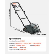 VEVOR Plate Compactor, 130W Output Electric Ground Rammer, 5 kN Force, 3.9 in Depth, 16 m/min Speed, 3304 sq.ft/h Efficiency, Gas Powered Soil Compaction Machine for Driveway, Pavement, Landscaping