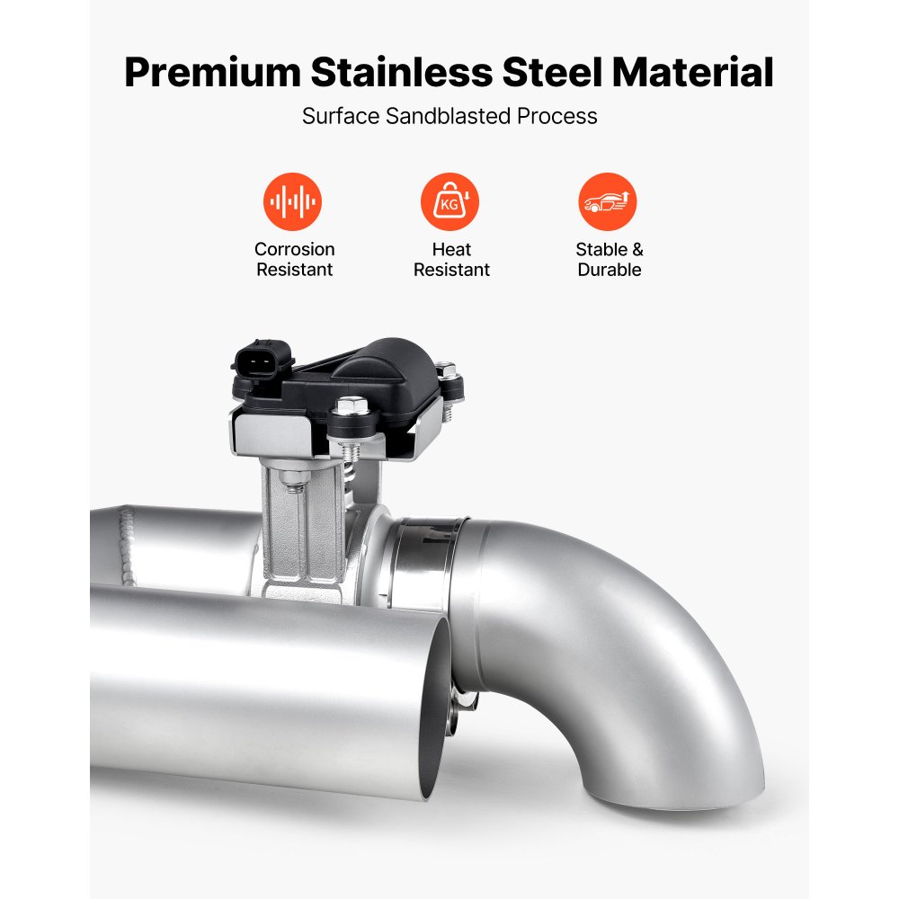 VEVOR Electric Exhaust Cutout, 63.5 mm Universal Stainless Steel Exhaust Valve Kit with One Controller Remote Kit, Cut Out Valve, Y Pipe, Remote Control & Box, Fits Trucks, Sedans, Sports Cars, SUVs