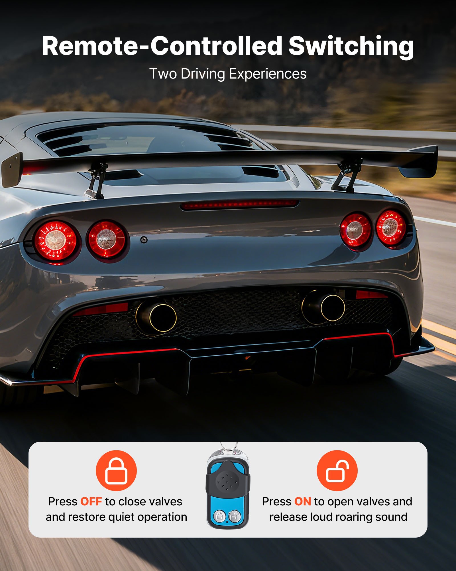 VEVOR Electric Exhaust Cutout, 63.5 mm Universal Stainless Steel Exhaust Valve Kit with One Controller Remote Kit, Cut Out Valve, Y Pipe, Remote Control & Box, Fits Trucks, Sedans, Sports Cars, SUVs