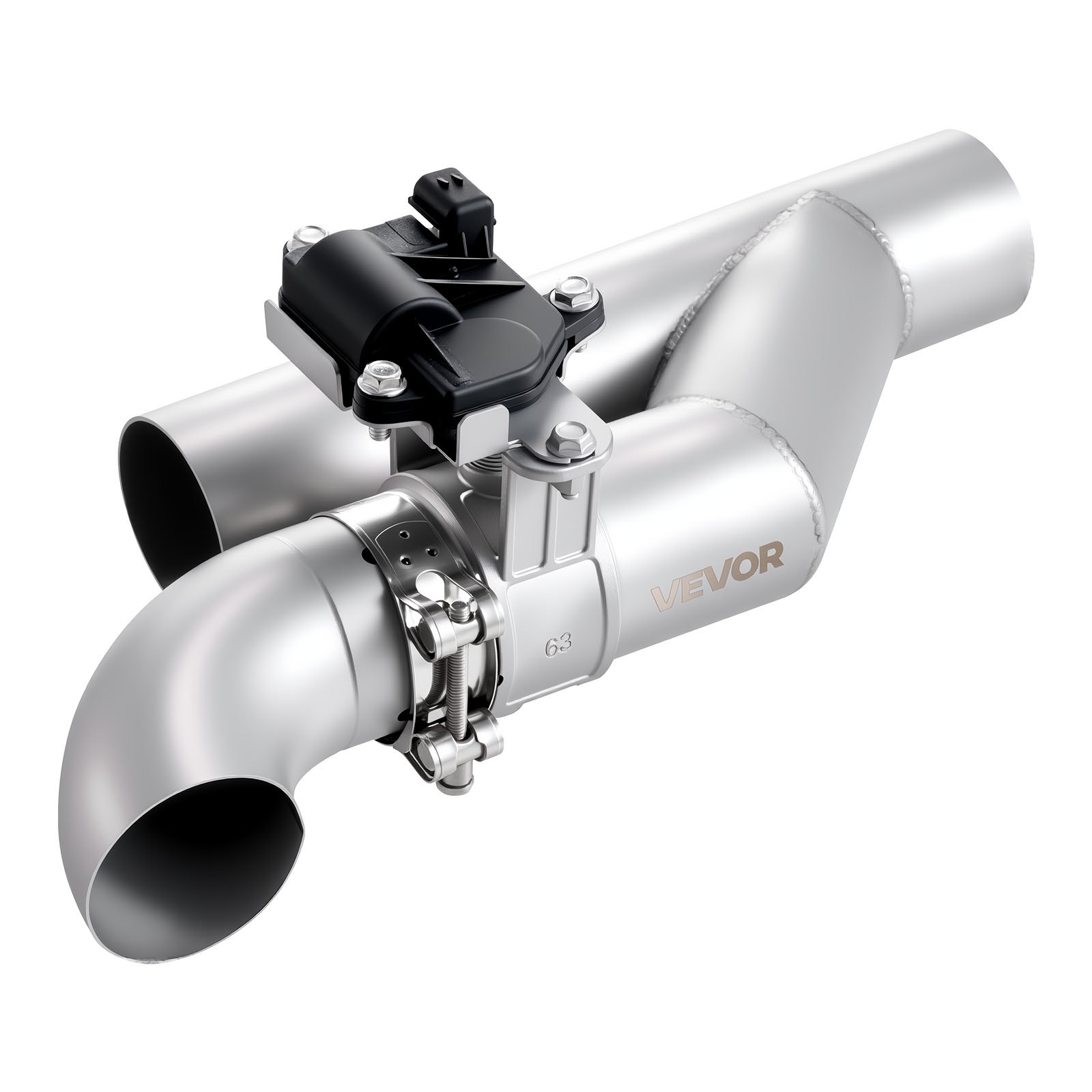 VEVOR Electric Exhaust Cutout, 63.5 mm Universal Stainless Steel Exhaust Valve Kit with One Controller Remote Kit, Cut Out Valve, Y Pipe, Remote Control & Box, Fits Trucks, Sedans, Sports Cars, SUVs