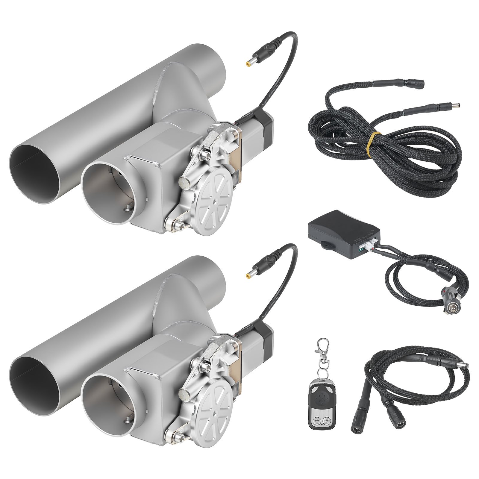 VEVOR Electric Exhaust Cutout, 63.5 mm 2PCS Universal Stainless Steel Exhaust Valve Kit with One Controller Remote Kit, Cut Out Valve, Y Pipe, Remote Control, Fits Trucks, Sedans, Sports Cars, SUVs