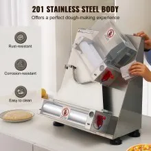 VEVOR Pizza Dough Roller Sheeter, 3-12 Inch Automatic Commercial Pizza Press, 370W Electric 260 Per Hour Dough Roller, Stainless Steel Adjustable Thickness Dough Machine, for Pasta Maker Equipment