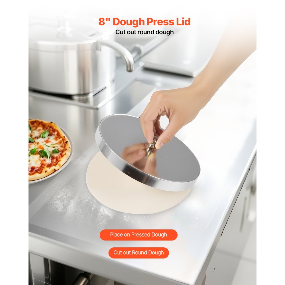 VEVOR Pizza Dough Roller Sheeter, 3-16 Inch Semi-automatic Stainless Steel Pizza Press, Commercial Electric 390W Pasta Maker Machine, 260 pcs Per Hour, Adjustable Thickness, with Dough Press Lid