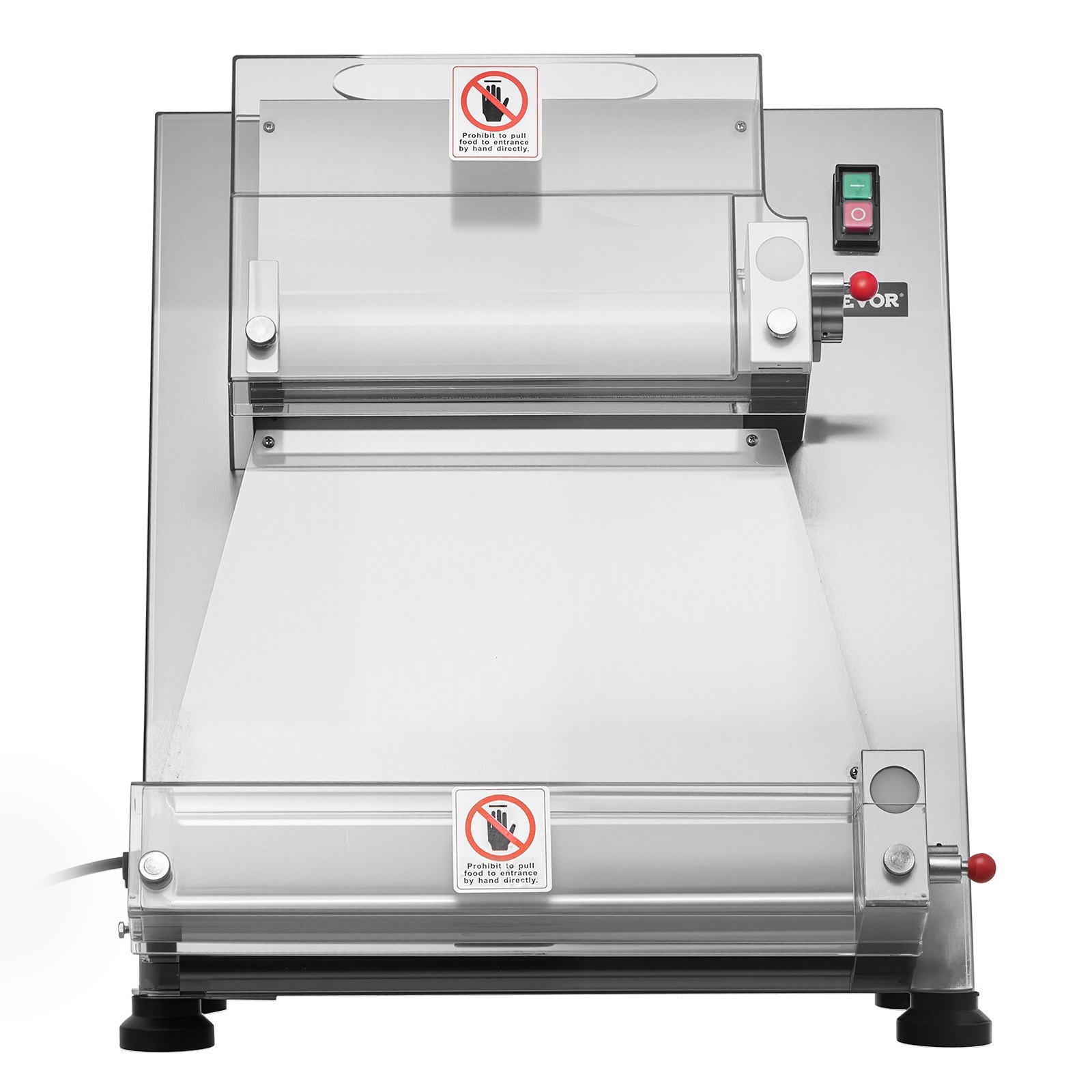 VEVOR Pizza Dough Roller Sheeter, 3-16 Inch Semi-automatic Stainless Steel Pizza Press, Commercial Electric 390W Pasta Maker Machine, 260 pcs Per Hour, Adjustable Thickness, with Dough Press Lid