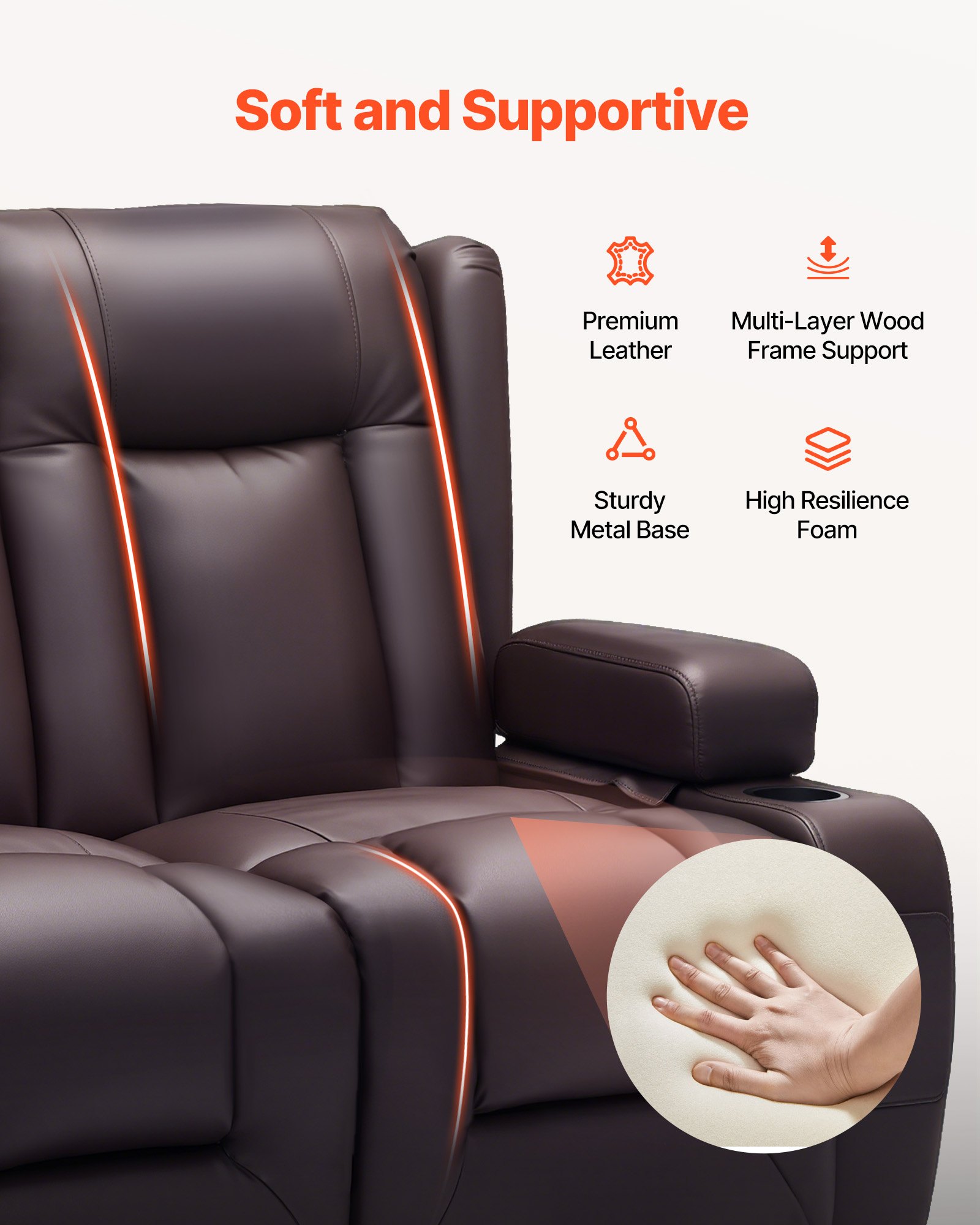 VEVOR Loveseat Recliner Sofa, Power Reclining Couch with Heating & Massage and Timer, PU Leather Electric Recliner Sofa with USB Ports, Cup Holders and Side Bags, Dual Loveseat Chair for Living Room