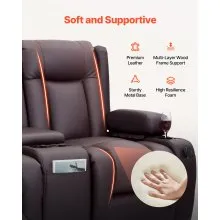 VEVOR Loveseat Recliner Sofa, Power Reclining Couch with Heating & Massage and Timer, PU Leather Electric Recliner Sofa with Center Console, USB Ports, Cup Holders and Side Bags for Living Room