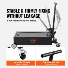 VEVOR Low Profile Oil Drain Pan, 15 Gallon Oil Drain Pan with Pump, Oil Change Pan with 180W Electric Pump, 8.2ft Hose & Folding Handle, Rolling Oil Drain Cart for Trucks, Buses, RVs