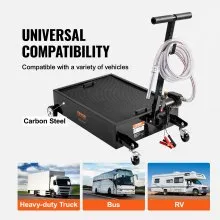 VEVOR Low Profile Oil Drain Pan, 15 Gallon Oil Drain Pan with Pump, Oil Change Pan with 180W Electric Pump, 8.2ft Hose & Folding Handle, Rolling Oil Drain Cart for Trucks, Buses, RVs