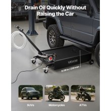 VEVOR Low Profile Oil Drain Pan, 15 Gallon Oil Drain Pan with Pump, Oil Change Pan with 180W Electric Pump, 8.2ft Hose & Folding Handle, Rolling Oil Drain Cart for Trucks, Buses, RVs