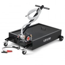 VEVOR Low Profile Oil Drain Pan, 15 Gallon Oil Drain Pan with Pump, Oil Change Pan with 180W Electric Pump, 8.2ft Hose & Folding Handle, Rolling Oil Drain Cart for Trucks, Buses, RVs