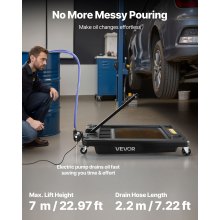 VEVOR Low Profile Oil Drain Pan, 17 Gallon Oil Drain Pan with Pump, Oil Change Pan with 180W Electric Pump, 8.2ft Hose & Folding Handle, Rolling Oil Drain Cart for Trucks, Buses, RVs