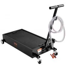 VEVOR Low Profile Oil Drain Pan, 20 Gallon Oil Drain Pan with Pump, Oil Change Pan with 180W Electric Pump, 8.2ft Hose & Folding Handle, Rolling Oil Drain Cart for Trucks, Buses, RVs