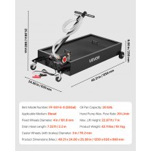 VEVOR Low Profile Oil Drain Pan, 20 Gallon Oil Drain Pan with Pump, Oil Change Pan with 180W Electric Pump, 8.2ft Hose & Folding Handle, Rolling Oil Drain Cart for Trucks, Buses, RVs