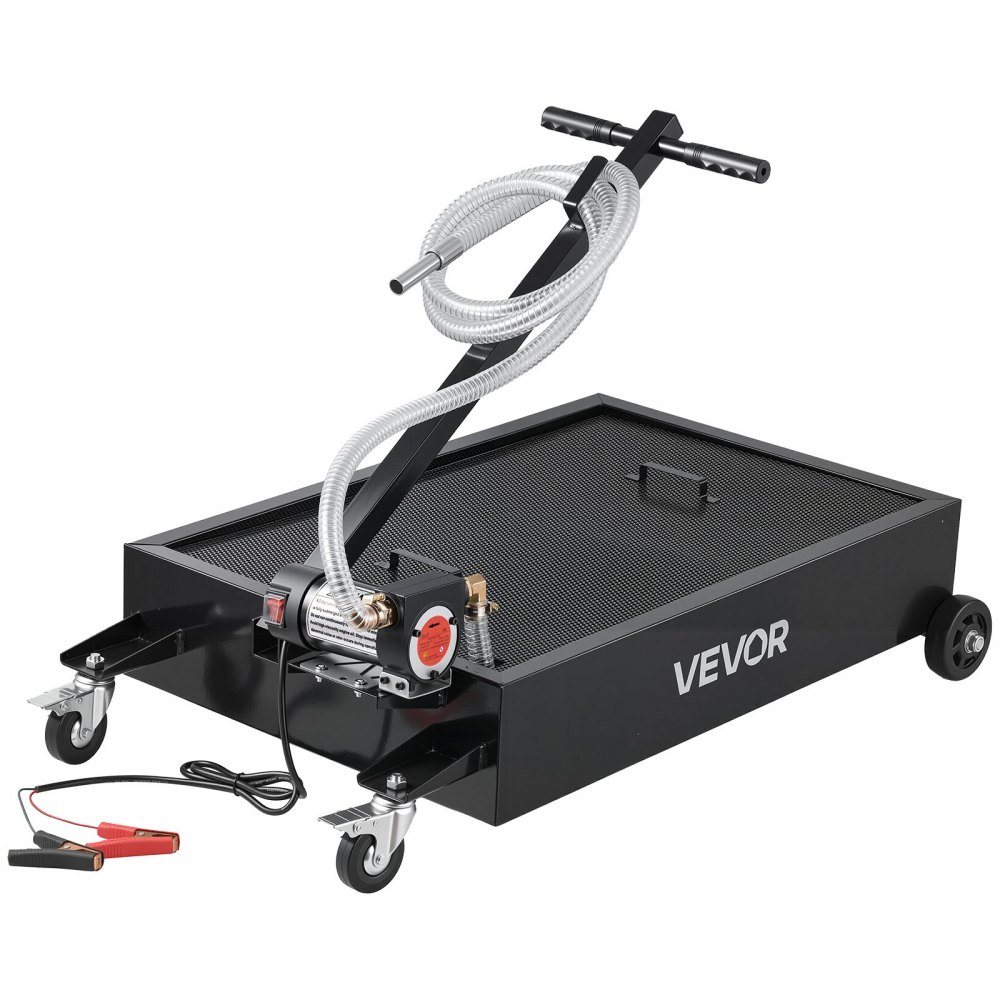 VEVOR Low Profile Oil Drain Pan, 15 Gallon Capacity, Rolling Oil Drain Pan with Electric Pump & 7.2 ft Hose, Leak-proof & Corrosion-resistant, Fit for Cars, SUVs, Trucks, Motorcycles, ATVs, Metal