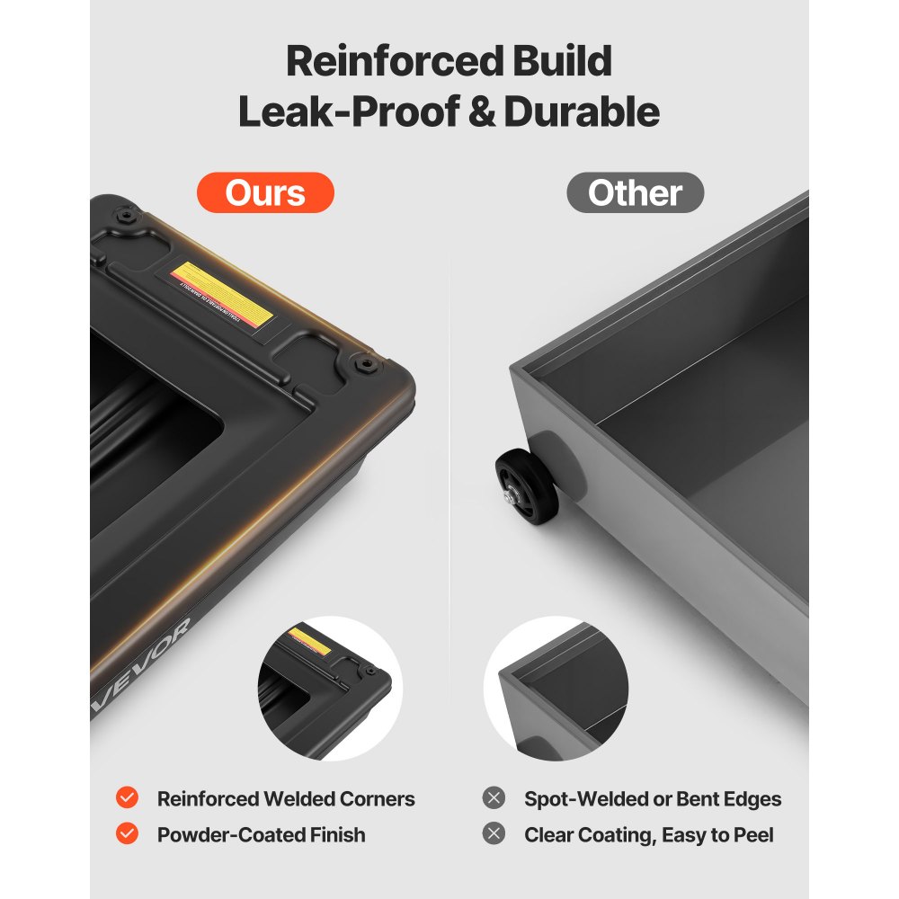 VEVOR Low Profile Oil Drain Pan, 64 L Capacity, Rolling Oil Drain Pan with Electric Pump & 2.2 m Hose, Leak-proof & Corrosion-resistant, Fit for Cars, SUVs, Trucks, Motorcycles, ATVs, Metal