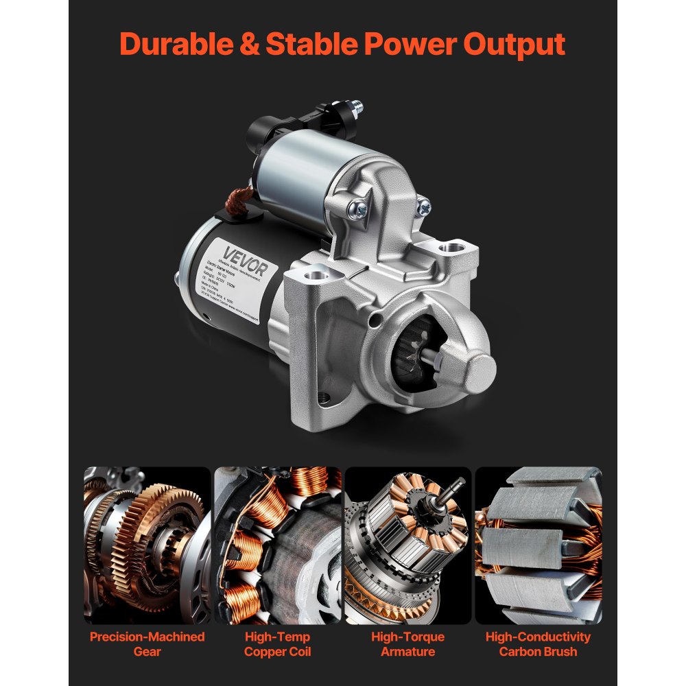 VEVOR Starter 10910, Starter Motor Replacement Compatible with Cadillac Escalade V8 6.2L 2015-2017, Chevrolet Express 2500 V6 4.3L 2018-2020, GMC V6 4.3L 2018-2022, OEM 410-48340 12645040 M000T24072