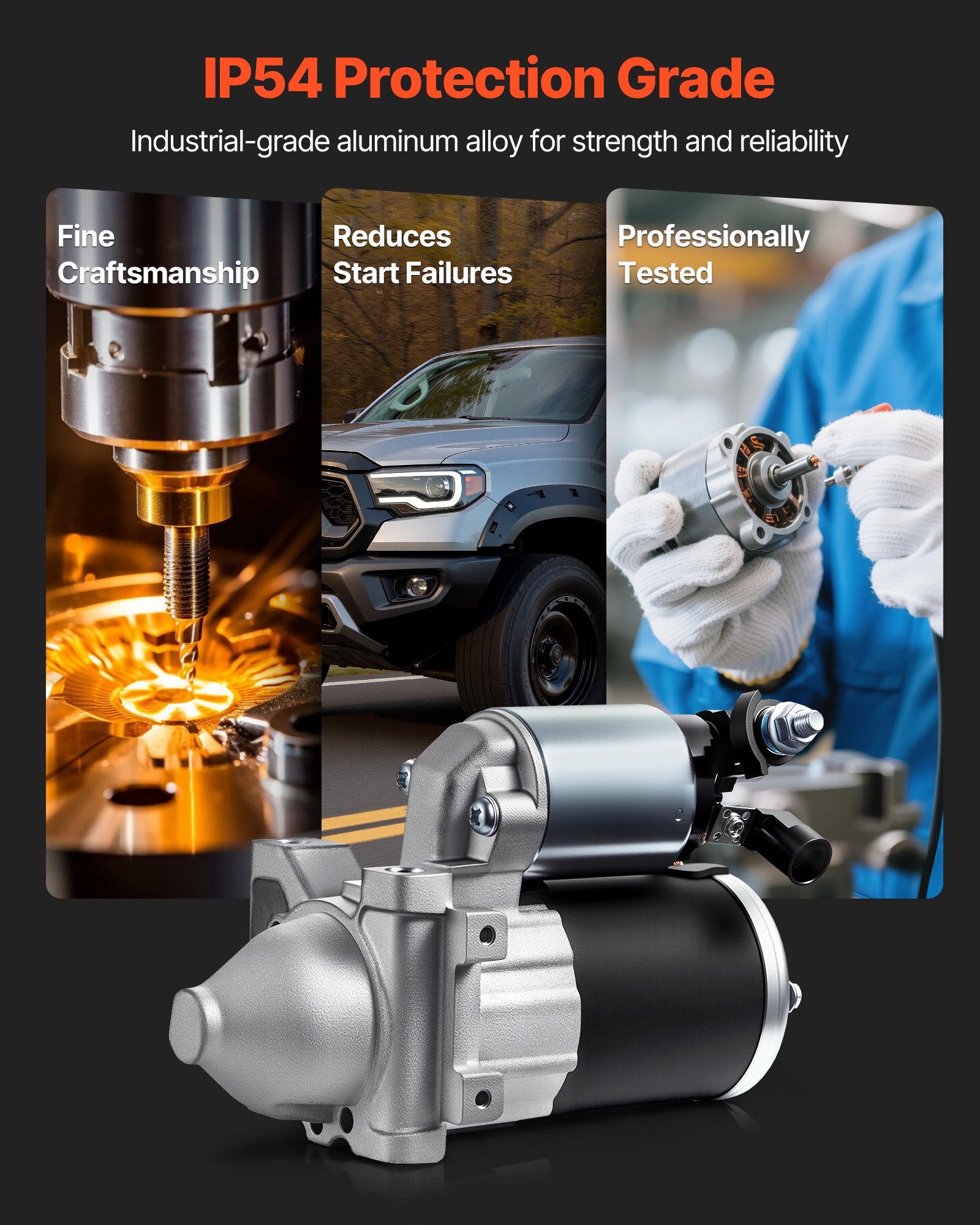 VEVOR Starter 10910, Starter Motor Replacement Compatible with Cadillac Escalade V8 6.2L 2015-2017, Chevrolet Express 2500 V6 4.3L 2018-2020, GMC V6 4.3L 2018-2022, OEM 410-48340 12645040 M000T24072