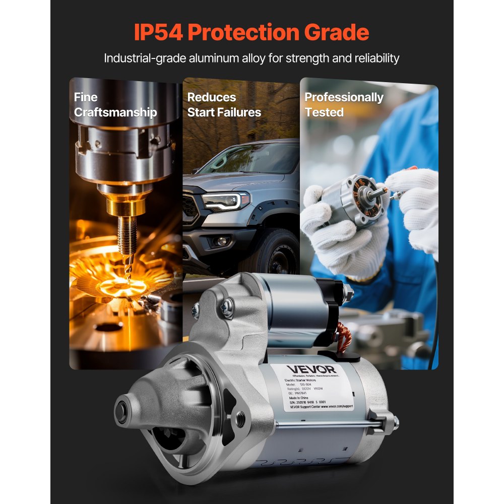 VEVOR Starter 17841, Starter Motor Replacement Compatible with Pontiac Vibe L4 1.8L 2003-2008, Toyota Corolla/Matrix L4 1.8L 2003-2008, OEM 19338656 28100-22090 88864512 2800330 N17841 SND0295 SR3282X