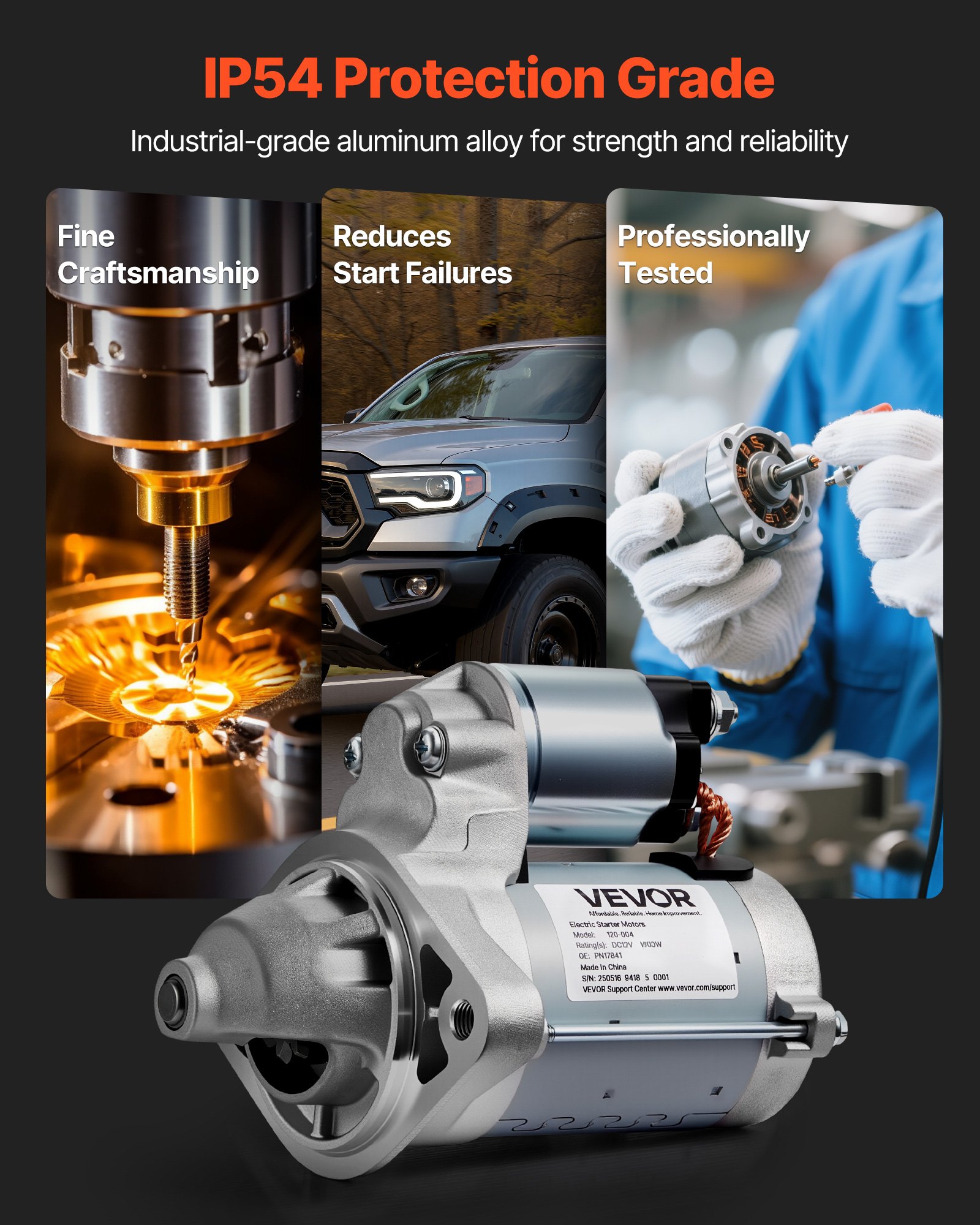 VEVOR Starter 17841, Starter Motor Replacement Compatible with Pontiac Vibe L4 1.8L 2003-2008, Toyota Corolla/Matrix L4 1.8L 2003-2008, OEM 19338656 28100-22090 88864512 2800330 N17841 SND0295 SR3282X