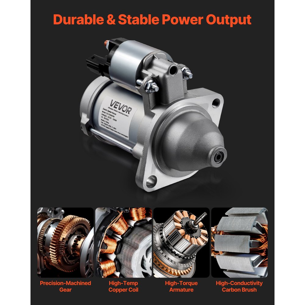 VEVOR Starter 17922, Starter Motor Replacement Compatible with BMW 1 Series M 3.0L L6 2011, 128i 3.0L L6 2008-2011, 325i/325xi 3.0L L6 2006, 335xi 3.0L L6 2007-2008, OEM 428000-1760 410-24145 LRS02298
