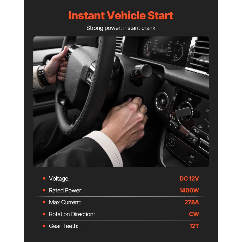 VEVOR Starter 17986, Starter Motor Replacement Compatible with Buick 3.6L V6 06-08, Cadillac SRX 3.0L V6 10-11, Chevrolet 3.6L V6 09-17, GMC Pontiac Saturn Suzuki, OEM 12588493 M000T35871 31100-78J00