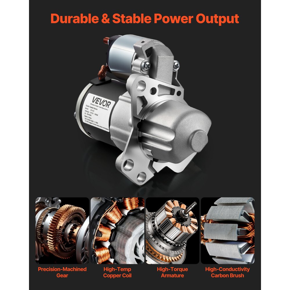 VEVOR Starter 17986, Starter Motor Replacement Compatible with Buick 3.6L V6 06-08, Cadillac SRX 3.0L V6 10-11, Chevrolet 3.6L V6 09-17, GMC Pontiac Saturn Suzuki, OEM 12588493 M000T35871 31100-78J00
