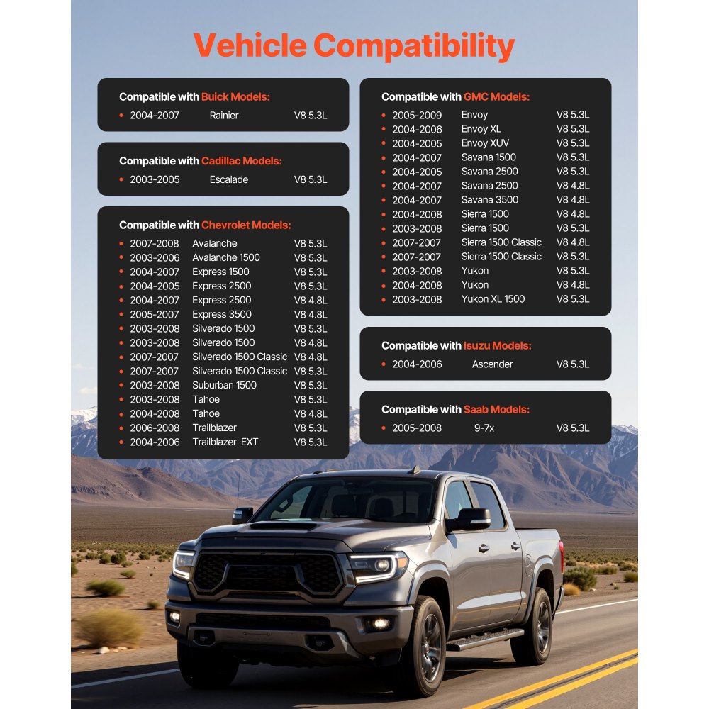 VEVOR Starter 6494, Starter Motor Replacement Compatible with Buick Rainier V8 5.3L 2004-2007, Cadillac Escalade V8 5.3L 2003-2005, Chevrolet GMC Isuzu Saab, OEM 12568051 89-01-7440 89017440 SDR0270