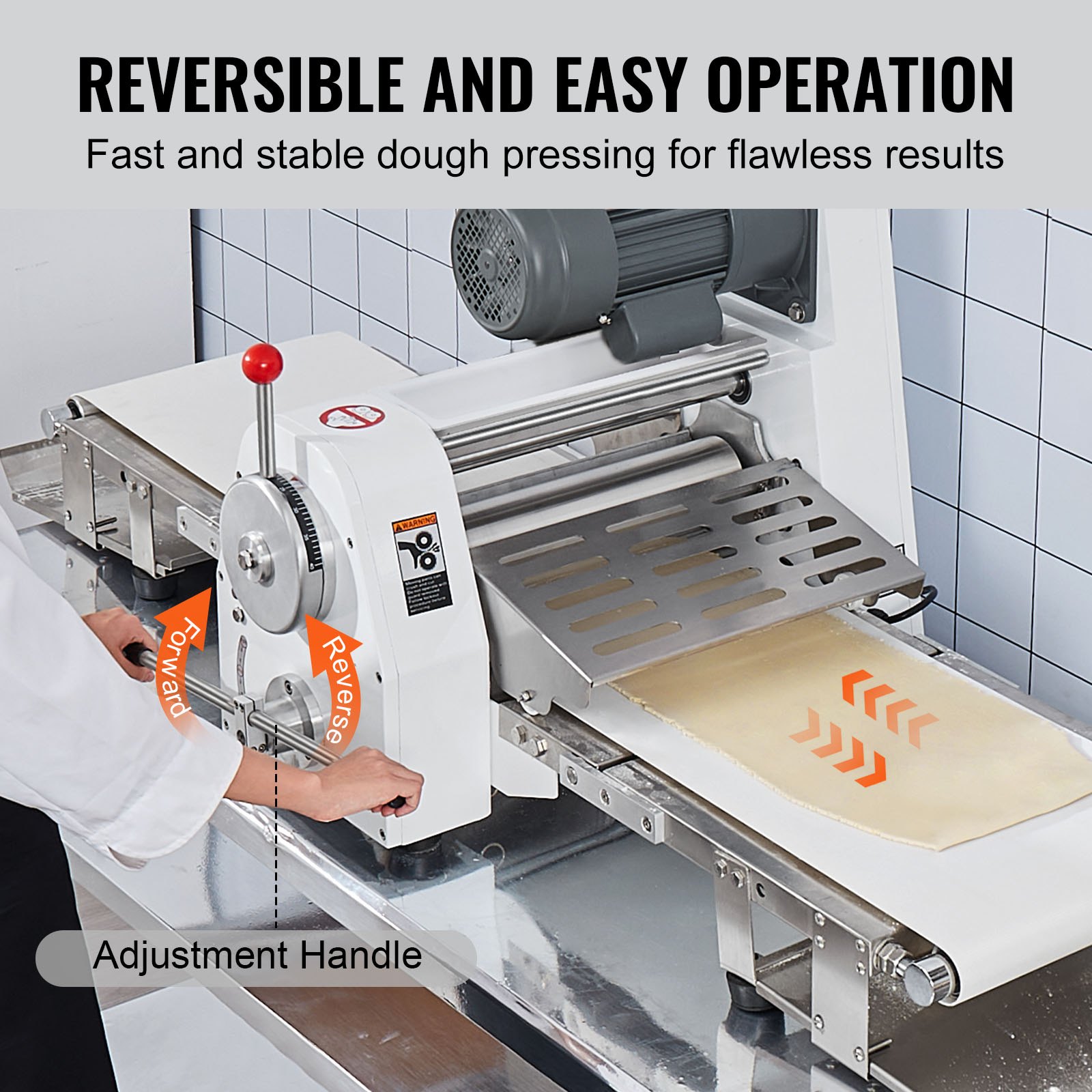 VEVOR Commercial Dough Sheeter Machine, 19.7-Inch Reversible Puff Pastry Sheeter and Fondant Roller, Electric Dough Roller 0-1.4" Adjustable Thickness, Folding Dough Sheeter for Bakeries, Pastries