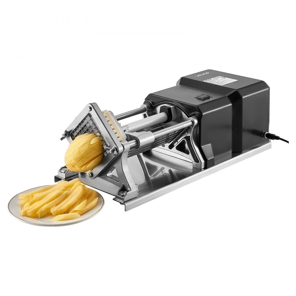 VEVOR Commercial French Fry Cutter, Stainless Steel Vegetable Fruit Chopper with 3 Replacement Blades 1/2-Inch 3/8-Inch 1/4-Inch, Electric Potato Slicer Dicer for Restaurants & Home Kitchen