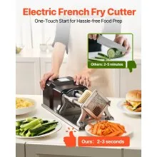 Electric French Fry Cutter Stainless Steel Vegetable Chopper with 3 Blades