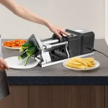 Electric French Fry Cutter Stainless Steel Vegetable Chopper with 3 Blades