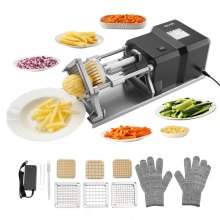 Electric French Fry Cutter Stainless Steel Vegetable Chopper with 3 Blades