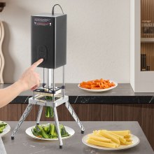 Electric French Fry Cutter Stainless Steel Vegetable Chopper with 2 Blades