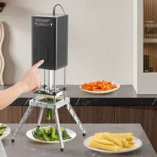 Electric French Fry Cutter Stainless Steel Vegetable Chopper with 2 Blades