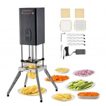 Electric French Fry Cutter Stainless Steel Vegetable Chopper with 2 Blades