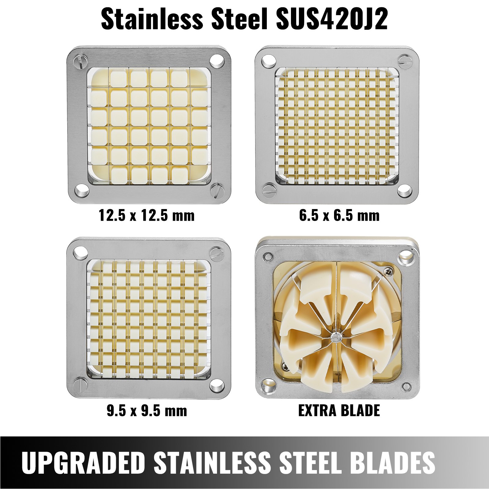 VEVOR Electric Fry Cutter with 4 Replaceable Blades Electric Potato Cutter Anti-Slip feet French Fries Cutter Electric Copper Motor Electric Potato Slicer Electric Potato Cutter for French Fries