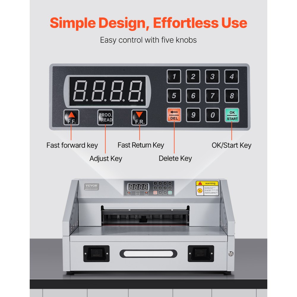 VEVOR Electric Paper Cutter, 300W Heavy Duty Paper Cutter Machine 11.8 in / 330 mm Cutting Width, 1.5 in / 38 mm Cutting Thickness, Electric Guillotine Trimmer with Casters & Infrared Function