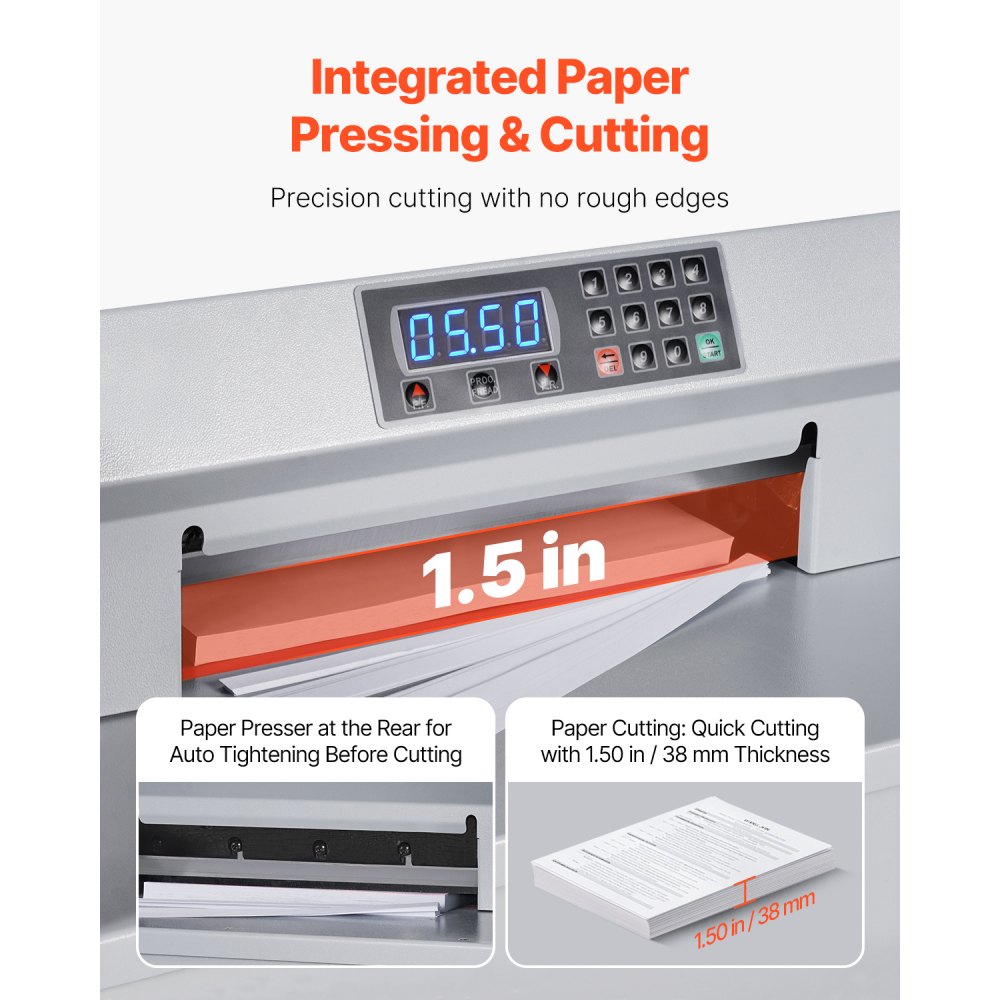 VEVOR Electric Paper Cutter, 300W Heavy Duty Paper Cutter Machine 11.8 in / 330 mm Cutting Width, 1.5 in / 38 mm Cutting Thickness, Electric Guillotine Trimmer with Casters & Infrared Function