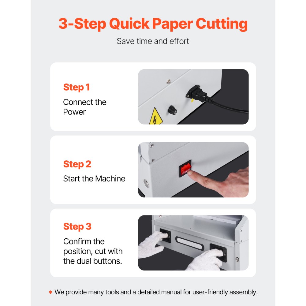 VEVOR Electric Paper Cutter, 300W Heavy Duty Paper Cutter Machine 11.8 in / 330 mm Cutting Width, 1.5 in / 38 mm Cutting Thickness, Electric Guillotine Trimmer with Casters & Infrared Function