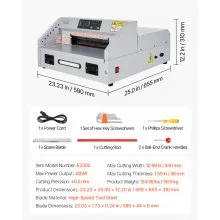 VEVOR Electric Paper Cutter, 300W Heavy Duty Paper Cutter Machine 11.8 in / 330 mm Cutting Width, 1.5 in / 38 mm Cutting Thickness, Electric Guillotine Trimmer with Casters & Infrared Function