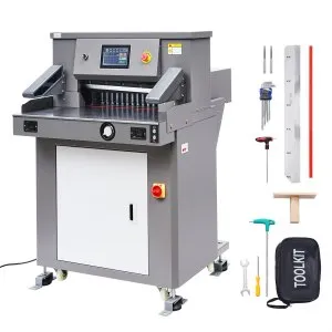 VEVOR Electric Paper Cutter, 1100W Heavy Duty Paper Cutter Machine 20.3 in / 515 mm Cutting Width, 3.1 in / 80 mm Cutting Thickness, Electric Guillotine Trimmer with Casters & 7 in Touchscreen | VEVOR US