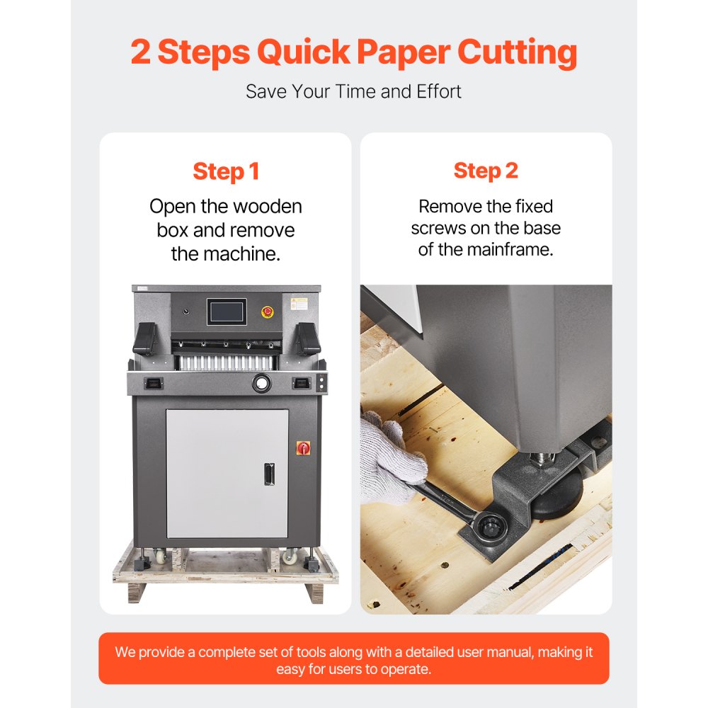 VEVOR Electric Paper Cutter, 1100W Heavy Duty Paper Cutter Machine 20.3 in / 515 mm Cutting Width, 3.1 in / 80 mm Cutting Thickness, Electric Guillotine Trimmer with Casters & 7 in Touchscreen