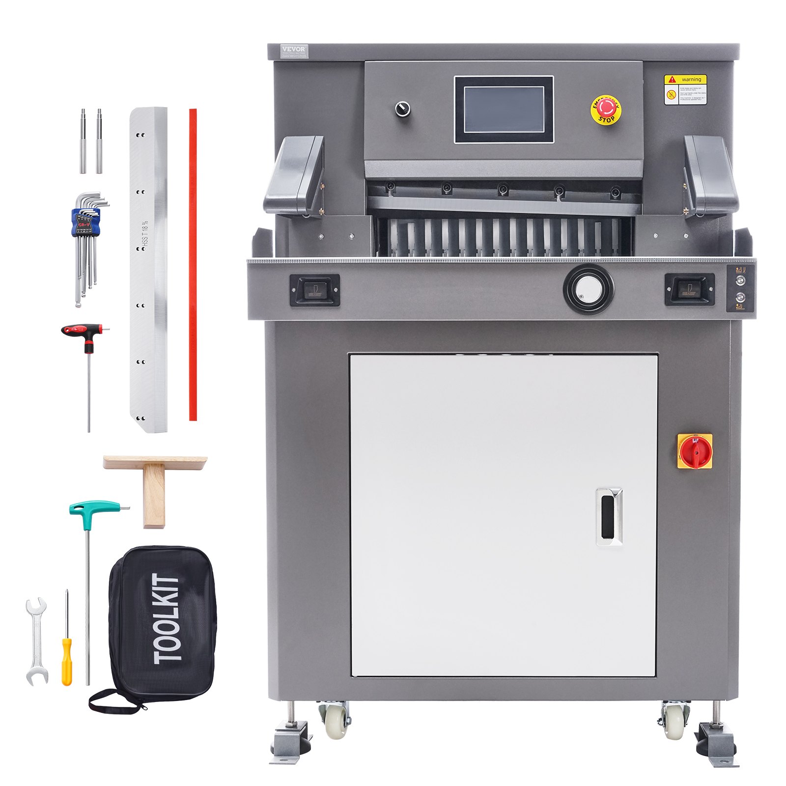 VEVOR Electric Paper Cutter, 1100W Heavy Duty Paper Cutter Machine 20.3 in / 515 mm Cutting Width, 3.1 in / 80 mm Cutting Thickness, Electric Guillotine Trimmer with Casters & 7 in Touchscreen